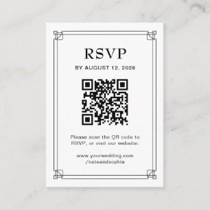 Carte D'accompagnement Réponse de mariage et code QR Noir et blanc