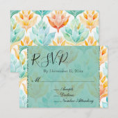 Carte D'accompagnement Réponse de mariage floral abstrait turquoise manda (Devant / Derrière)