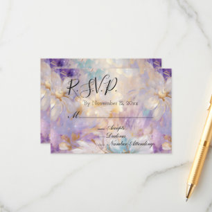 Carte D'accompagnement Réponse de mariage floral glamour lavande violet o