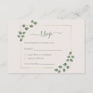 Carte D'accompagnement Réponse de mariage géométrique vert minimaliste mo