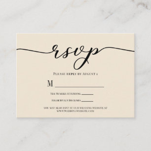 Carte D'accompagnement Réponse de mariage incluse R.S.V.P. crème et noir