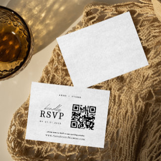 Carte D'accompagnement Réponse de mariage minimaliste avec code QR