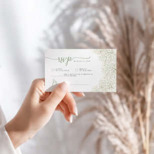 Carte D'accompagnement Réponse de mariage minimaliste Baby's Breath   Cod