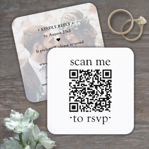 Carte D'accompagnement Réponse de mariage QR Simple Photo & Typographie C