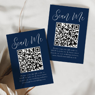 Carte D'accompagnement Réponse de mariage simple code QR Navy