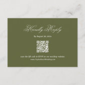 Carte D'accompagnement Réponse de Mariage Vert Olive Code Qr (Devant)