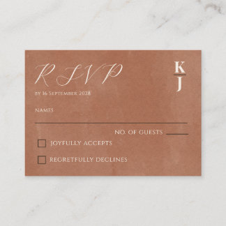 Carte D'accompagnement Réponse de RSVP de mariage minimaliste en terre cu