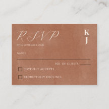 Réponse de RSVP de mariage minimaliste en terre cu