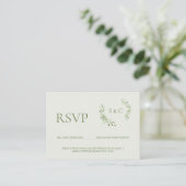 Carte D'accompagnement Réponse de site web de mariage à monogramme de feu (Debout devant)