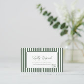 Carte D'accompagnement Réponse de site web de mariage Prépa rayé vert fon (Debout devant)