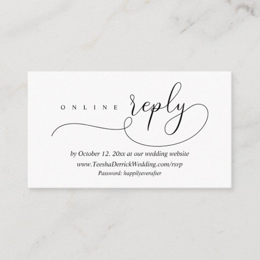 Carte D'accompagnement Réponse du Mariage RSVP en ligne, Enclo minimalist (Devant)