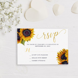 Carte D'accompagnement Réponse élégante de mariage au tournesol rustique
