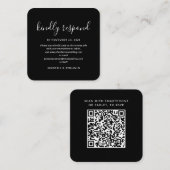 Carte D'accompagnement Réponse élégante du Mariage de code QR RSVP (Devant / Derrière)