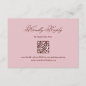 Carte D'accompagnement Réponse Mariage Rose Poussiéreux et Bourgogne Code (Devant)