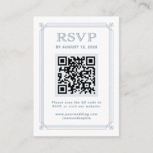 Carte D'accompagnement Réponse Moderne Deco avec Code QR Blanc et Bleu