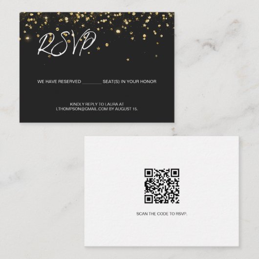 Carte D'accompagnement Réponse par courriel pour 50e anniversaire Code QR (Devant / Derrière)
