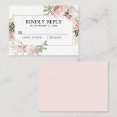 Carte D'accompagnement Réponse Quinceanera Fleurie Rose Pâle (Devant / Derrière)