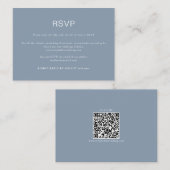 Carte D'accompagnement Réponse RSVP avec QR Code Bleu Poussiéreux Simple (Devant / Derrière)