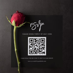 Carte D'accompagnement Réponse RSVP de code QR noir moderne