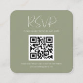 Carte D'accompagnement Réponse RSVP Elegant & moderne sauge vert QR code (Devant)