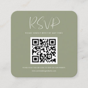 Carte D'accompagnement Réponse RSVP Elegant & moderne sauge vert QR code