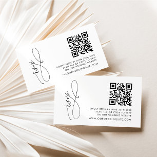 Carte D'accompagnement Réponse RSVP par code QR moderne noir et blanc sim