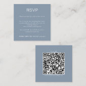 Carte D'accompagnement Réponse RSVP par QR Code bleu poussiéreux simple (Devant / Derrière)