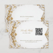 Carte D'accompagnement Réponse victorienne or et blanc avec code QR (Devant / Derrière)