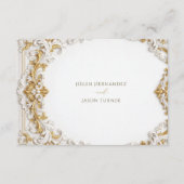 Carte D'accompagnement Réponse victorienne or et blanc avec code QR (Dos)