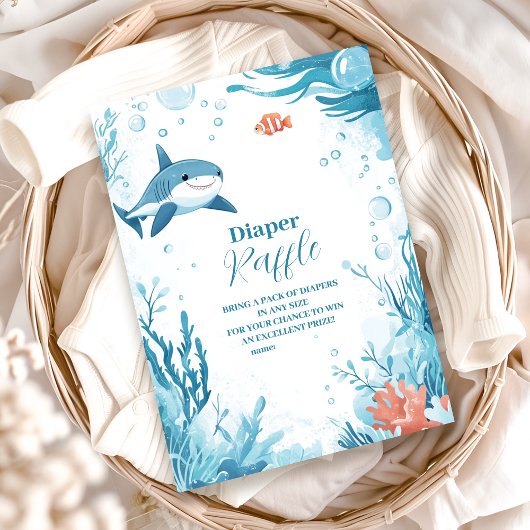Carte D'accompagnement Requin sous l'océan Mer Animaux Diapper Raffle