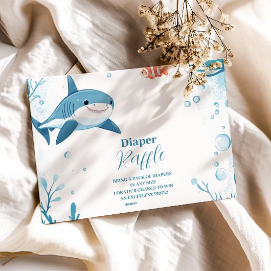 Carte D'accompagnement Requin sous l'océan Mer Animaux Diapper Raffle