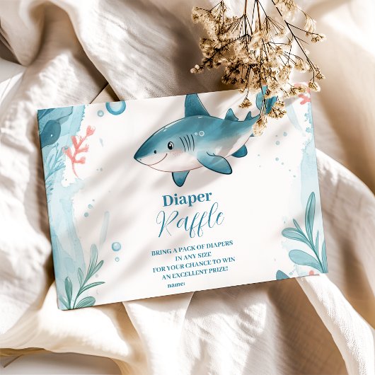 Carte D'accompagnement Requin sous l'océan Mer Animaux Diapper Raffle