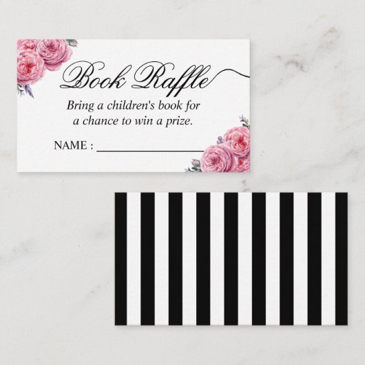 Carte D'accompagnement Réserver Raffle Floral Baby shower Demande de rése (Devant / Derrière)