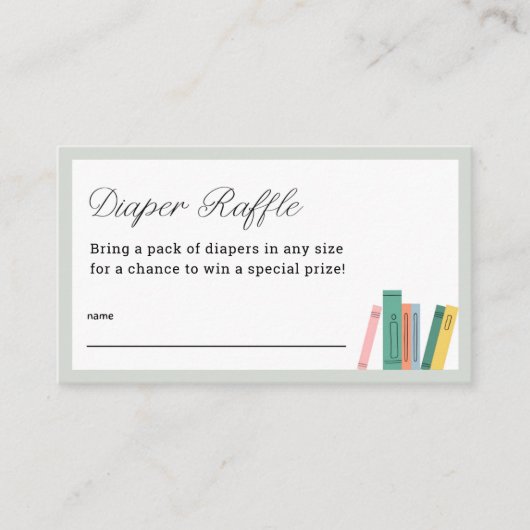 Carte D'accompagnement Réserver Thème Baby shower Déchets Raffle Billets (Devant)