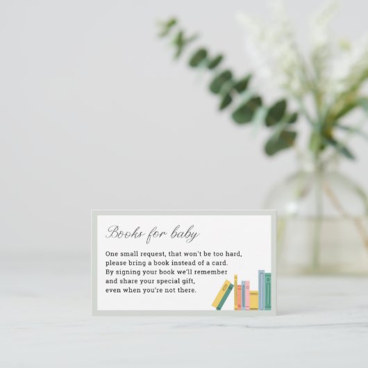Carte D'accompagnement Réserver Thème Baby shower Livres pour bébé (Debout devant)