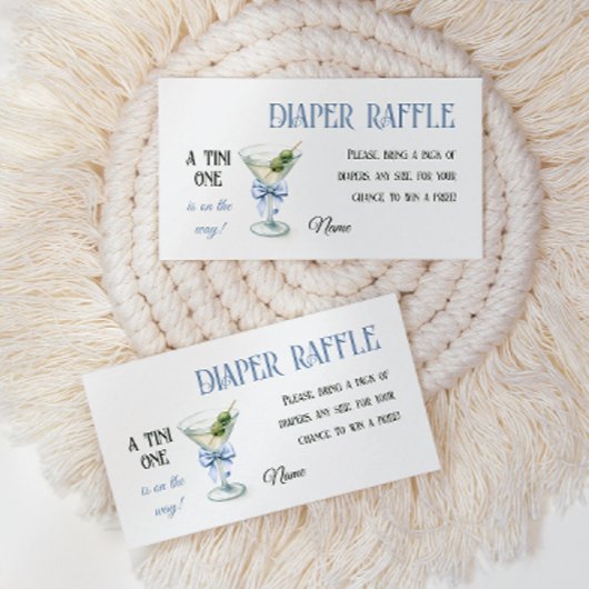 Carte D'accompagnement Retro A Tini One Martini Blue Bow Boy Baby Shower