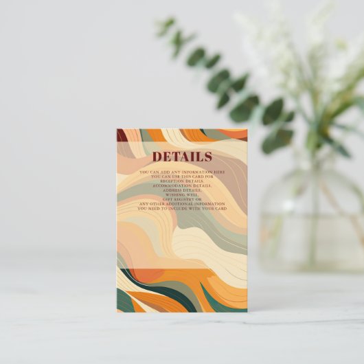 Carte D'accompagnement Retro Abstrait Terrain Terracotta Orange Mariage (Debout devant)