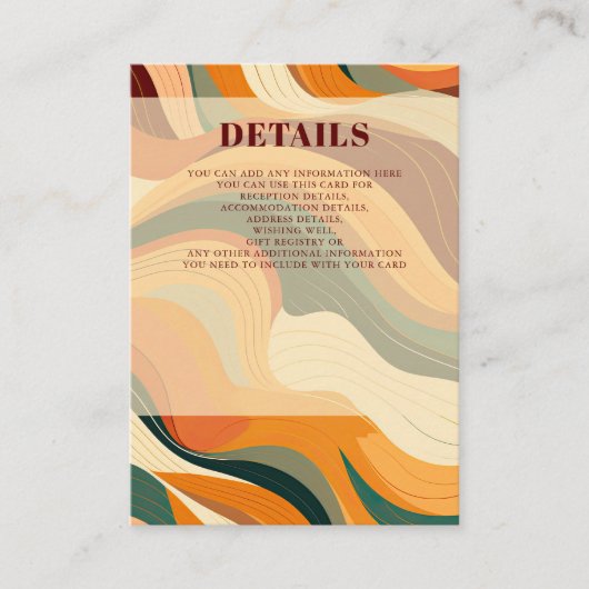 Carte D'accompagnement Retro Abstrait Terrain Terracotta Orange Mariage (Devant)