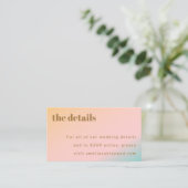 Carte D'accompagnement Retro Beach Pastel Gradient Mariage unique QR Code (Debout devant)