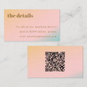 Carte D'accompagnement Retro Beach Pastel Gradient Mariage unique QR Code (Devant / Derrière)