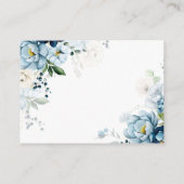 Carte D'accompagnement Retro Blue Navy Cream Floral QR Code Mariage RSVP (Dos)