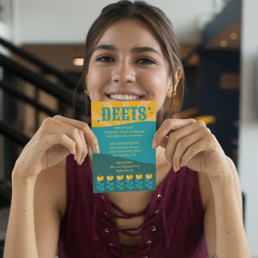 Carte D'accompagnement Retro Boho Floral Bold & Bright Spring Wedding