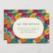 Carte D'accompagnement Retro Botanica and Teal Wedding (Devant / Derrière)