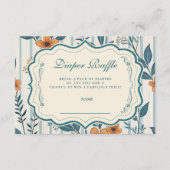Carte D'accompagnement Retro Botanical Tile Baby Shower Diapper Raffle (Devant)