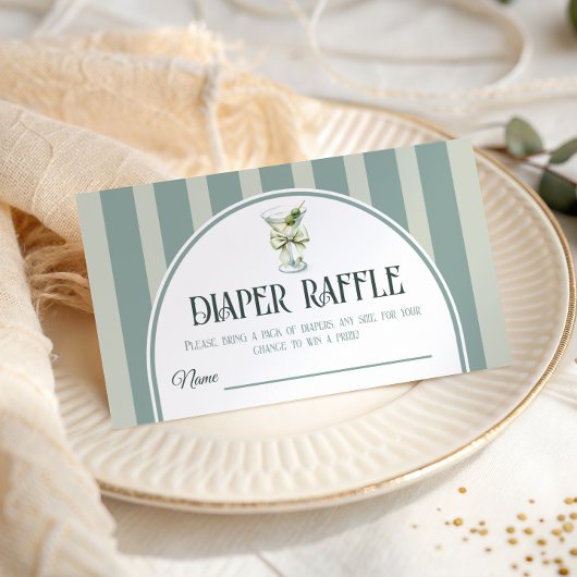 Carte D'accompagnement Retro Bow Tini One Martini Baby Shower Diaper