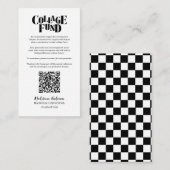 Carte D'accompagnement Retro College Fund Graduation Black Checkerboard (Devant / Derrière)