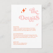 Carte D'accompagnement Retro Coral rose Super Script Détails du Mariage (Devant)