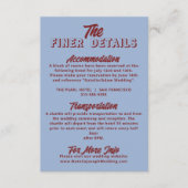 Carte D'accompagnement Retro Deep Red Blue Funky Modern Wedding Details   (Devant)