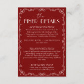 Carte D'accompagnement Retro Deep Red Ivory Old Money Wedding Details  (Devant)