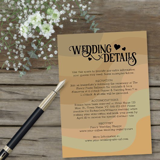 Carte D'accompagnement Retro Earthtone Stripes Moderne Détails du Mariage